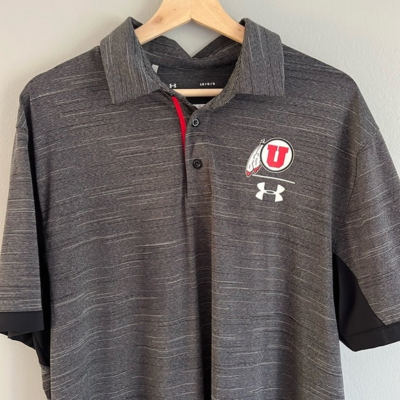Under Armour Utah Utes Men’s Gray Polo Moisture-Wicking Shirt Size Large - Picture 4 of 8